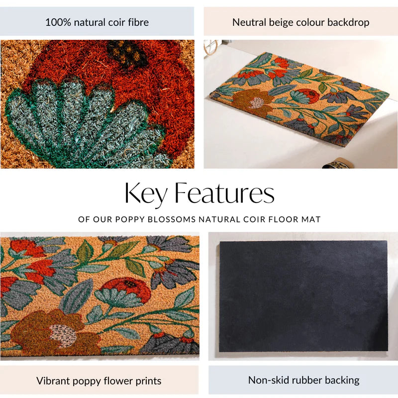 Floral Coir Door Mat – Natural & Handcrafted