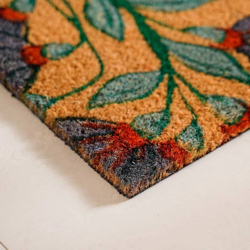 Floral Coir Door Mat – Natural & Handcrafted