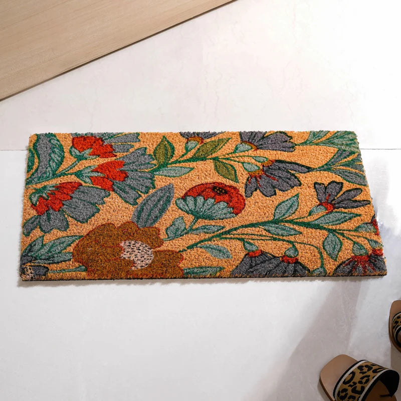 Floral Coir Door Mat – Natural & Handcrafted